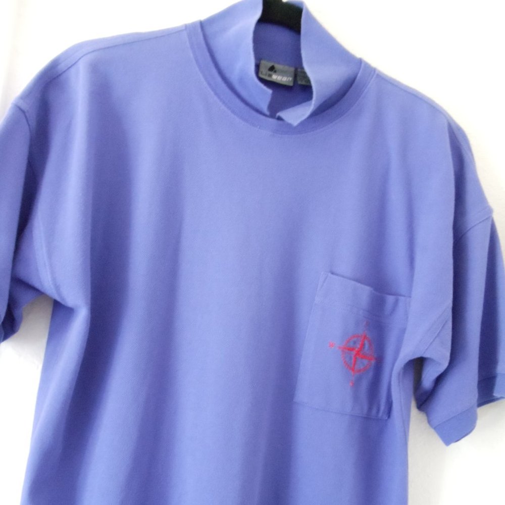 Liz & CO 100% Cotton POLO STYLE Shirt loose-fitting Sz Small Pretty Blue/Purple